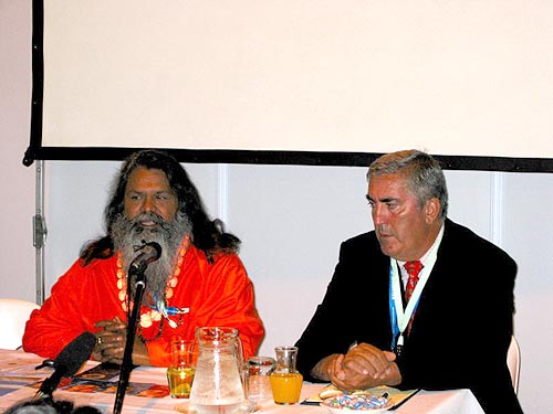 Swamiji with dr. Timi Ecimovic, SEM Institute for Climate changes, Slovenia