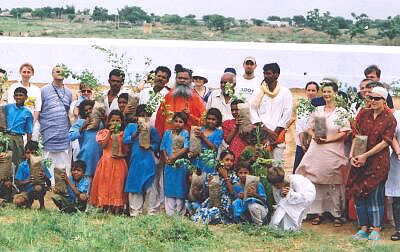 Tree planting: Swamiji with some of the participants