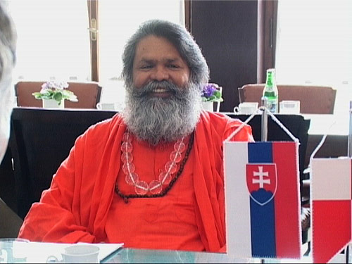 Swamiji talks to Trencin Vice Mayor